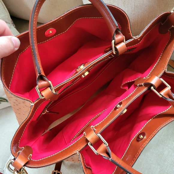 Dooney and Bourke Ostrich Large Barlow Bag - Caramel - Picture 5 of 13